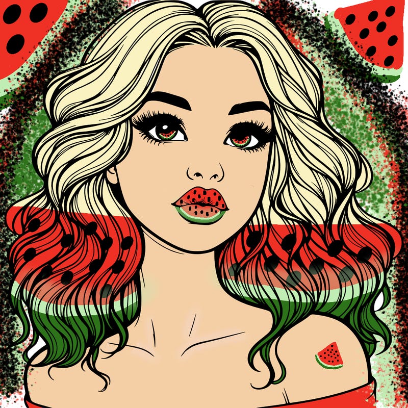 realistic girl with wavy hair and lips