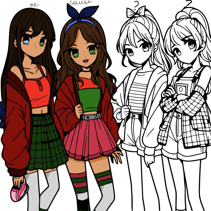teen manga girls group of 4