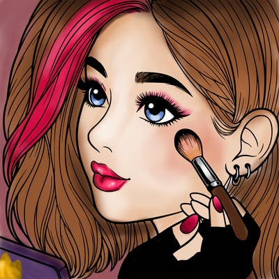 a realistic girl doing her makeup