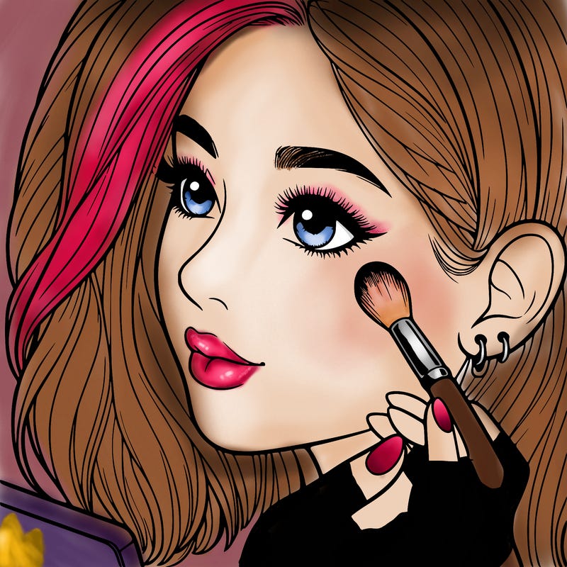 a realistic girl doing her makeup