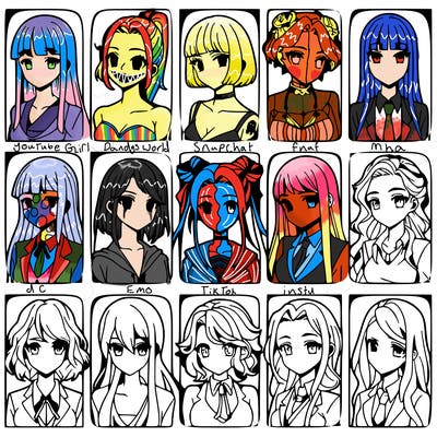 girls that look diffrent anime