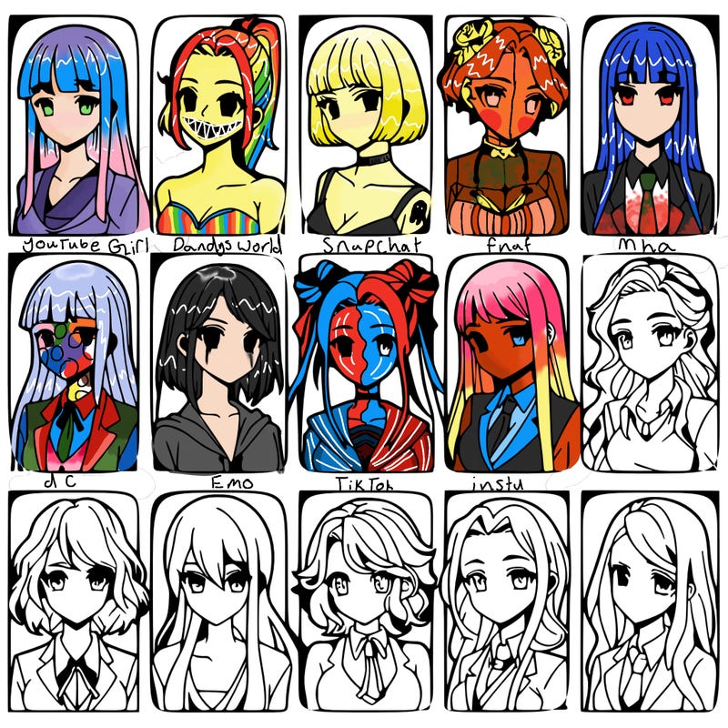 girls that look diffrent anime