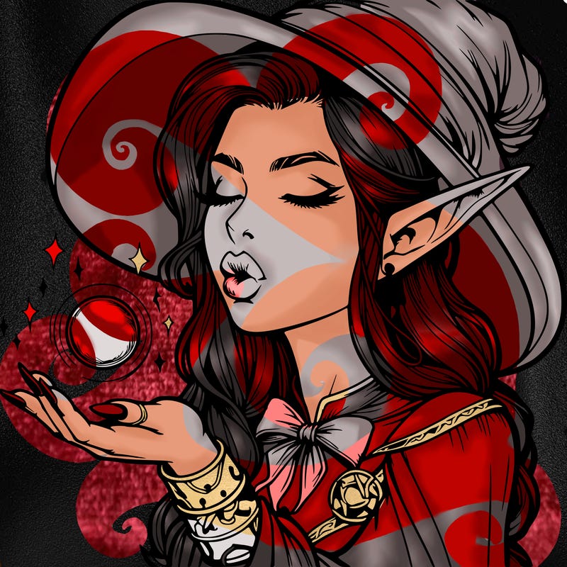 realistic elf casting a spell with lips