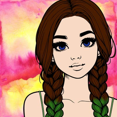 realistic girl with braids