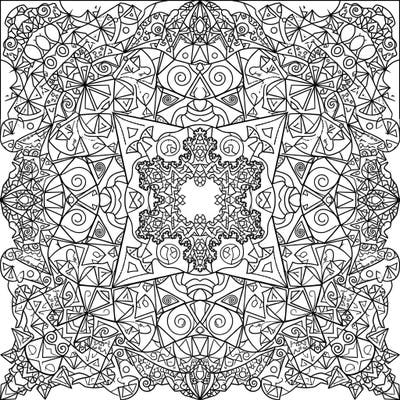 Explore the captivating beauty of fractal geometry with this intricate coloring page designed for adults and teens. Immerse yourself in a world of self-similar patterns and endless creative possibilities.