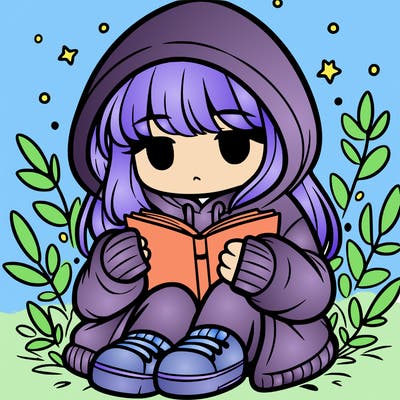 girl in oversized hoodie reading a book