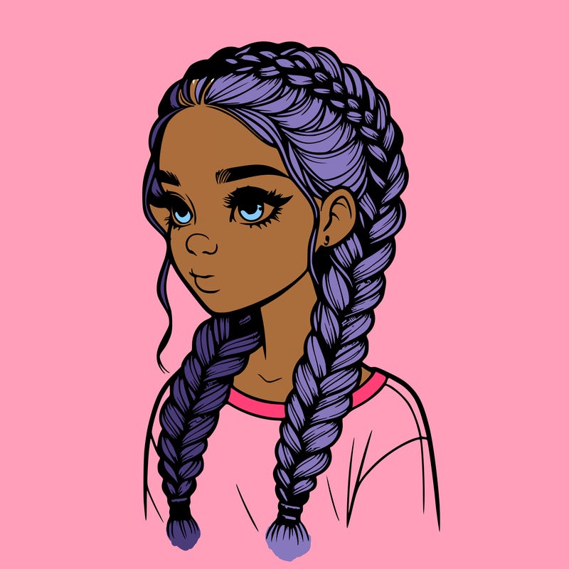 realistic girl with braids