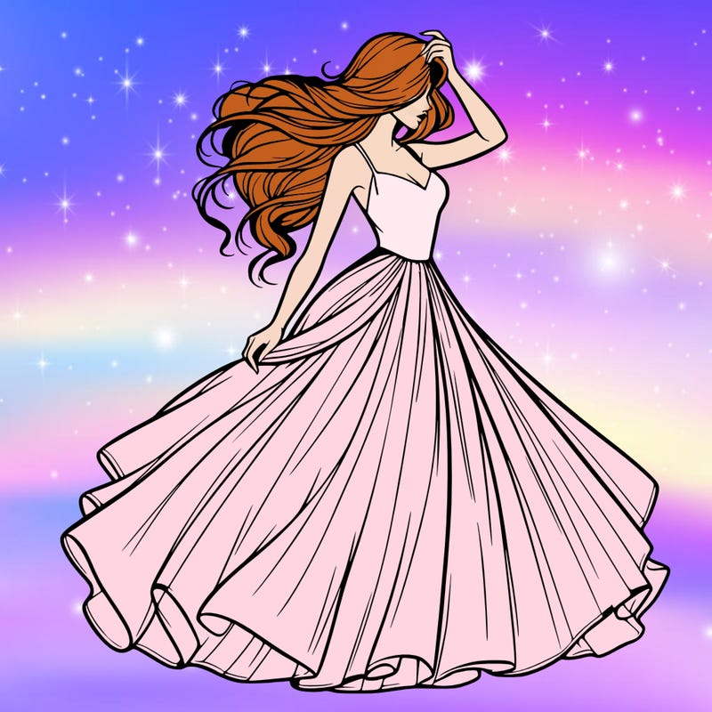 realistic woman with dress flowing in the wind