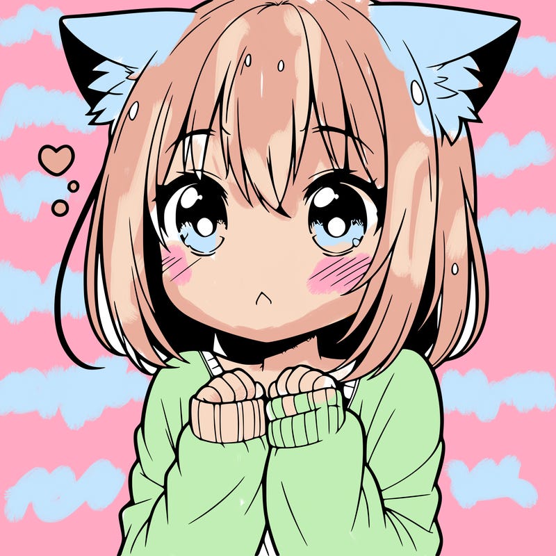 shy anime catgirl