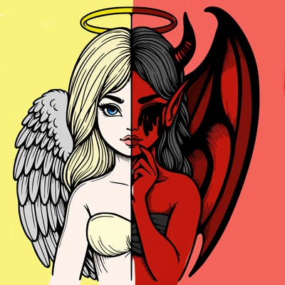 realistic angel half demon