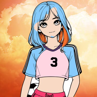 realistic girl wearing soccer jersey