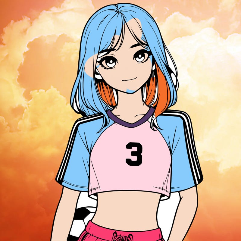 realistic girl wearing soccer jersey