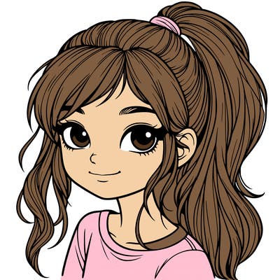 realistic girl with ponytail