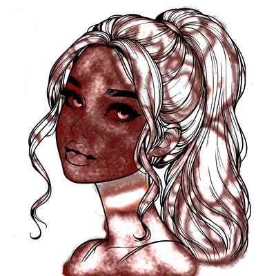 realistic girl with a ponytail on her hair and lips