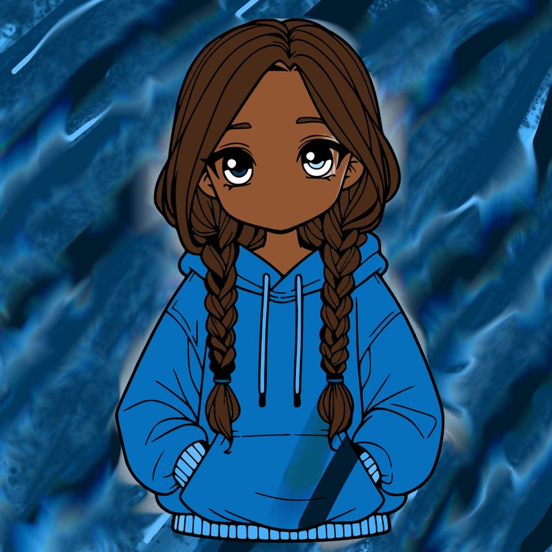 a realistic girl with a oversized hoodie and she has braids