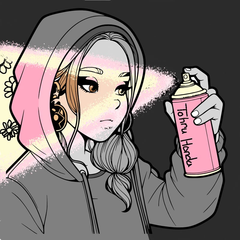 a realistic girl, spray painting