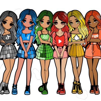 a group of girls realistic