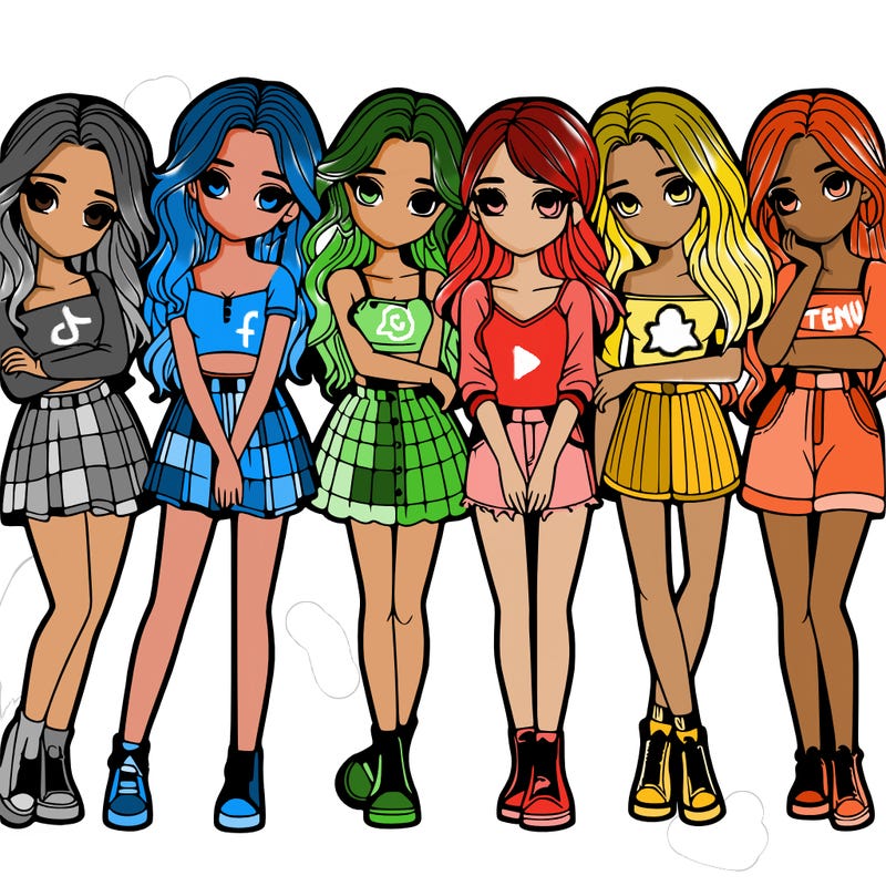 a group of girls realistic