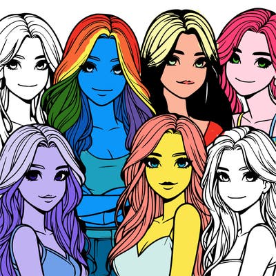 a group of realistic girls