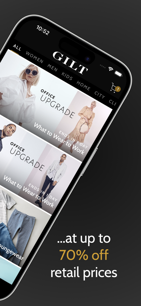 Gilt - Shop Designer Sales - Gilt mobile App mit Angeboten für Designer-Büromode und bis zu 70 Prozent Rabatt auf den Einzelhandelspreis