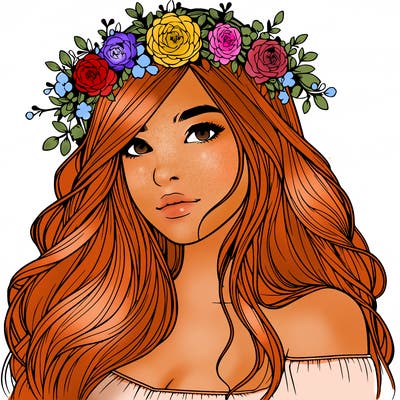 realistic girl with flower crown