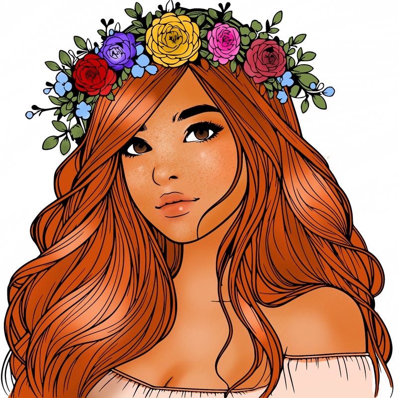 realistic girl with flower crown