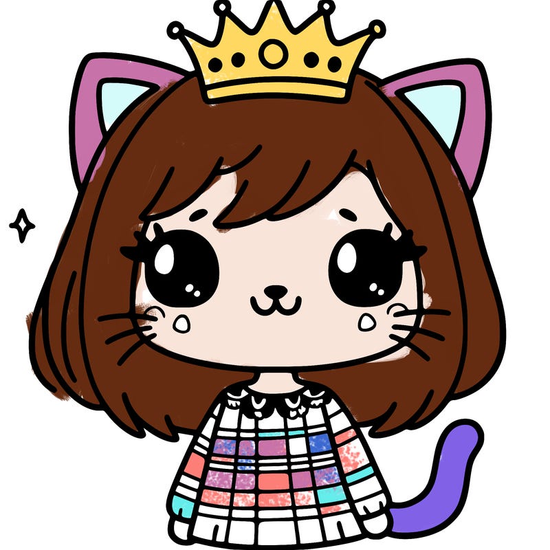 girl kitty crown smile