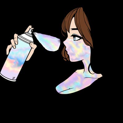 a realistic girl spray, painting