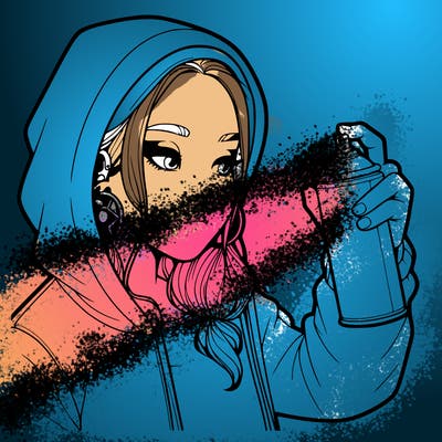 a realistic girl, spray painting