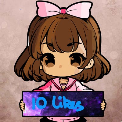 cute anime girl holding a sign