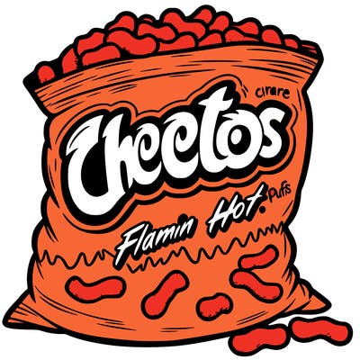 a bag of flamin hot cheeto puffs
