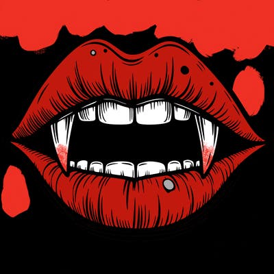 lips with vampire teeth