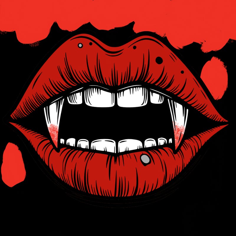 lips with vampire teeth