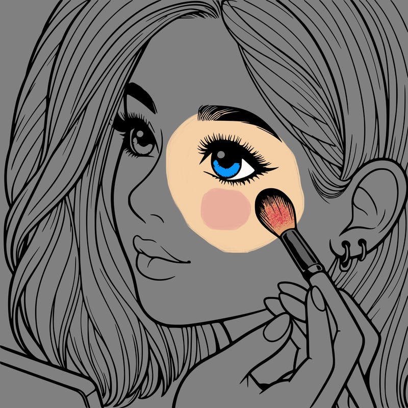 a realistic girl doing her makeup