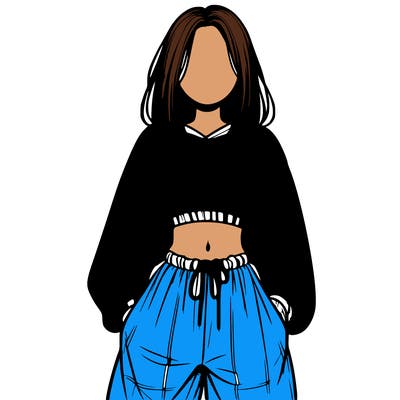 realistic girl faceless with baggy pants and a crop top