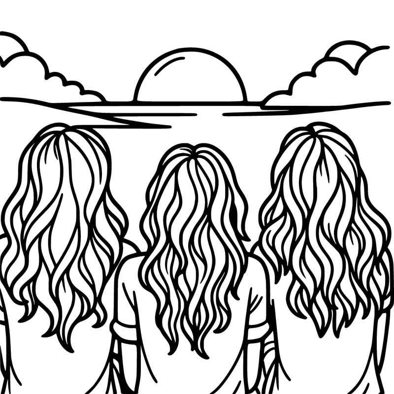 three besties with blond hair sat watching the sunset