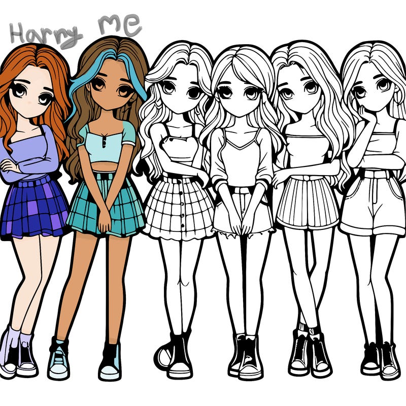 a group of girls realistic