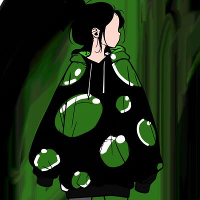 realistic girl with a oversized sweatshirt on and a bun