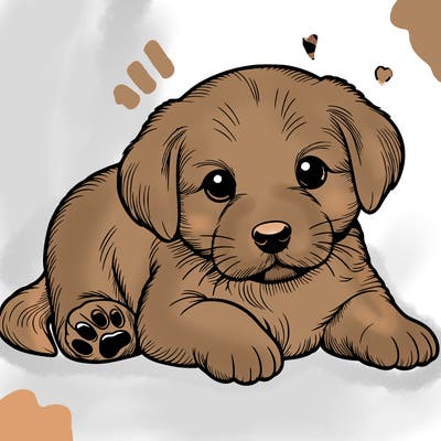 a cute realistic puppy