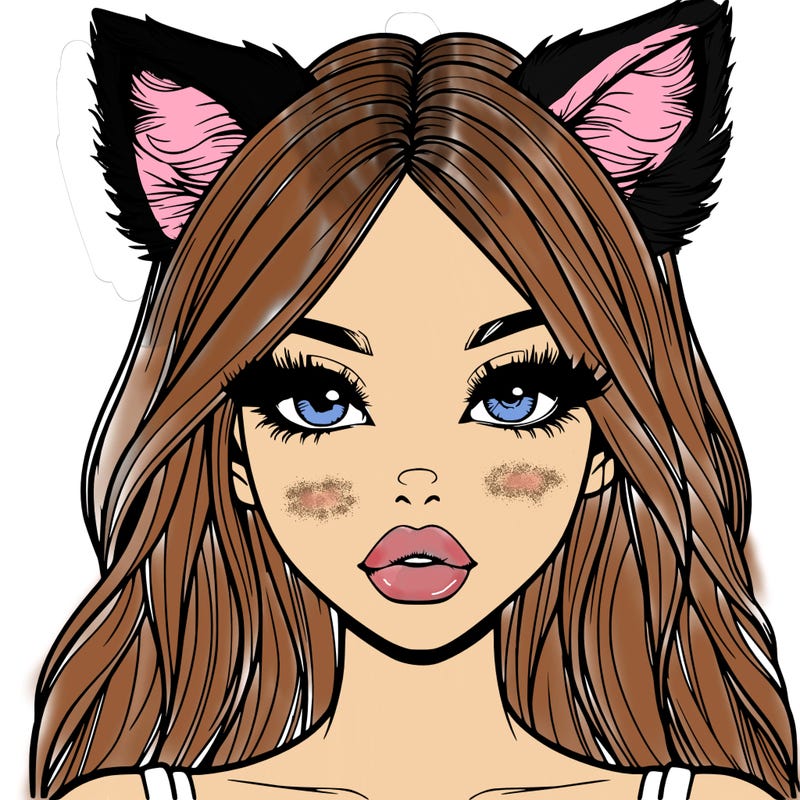 realistic girl with fox ears and realistic lips