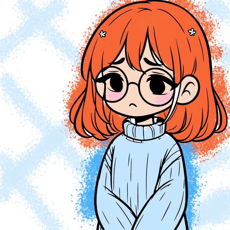 sad girl with glasses in a sweater