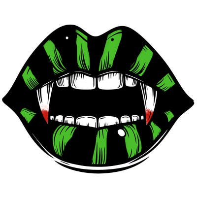 lips with vampire teeth