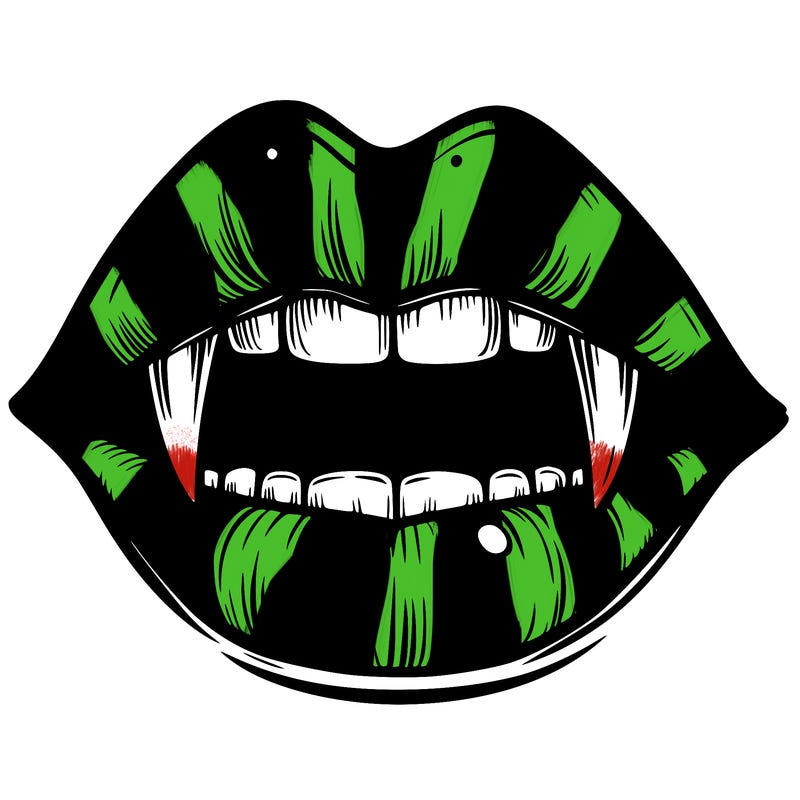 lips with vampire teeth
