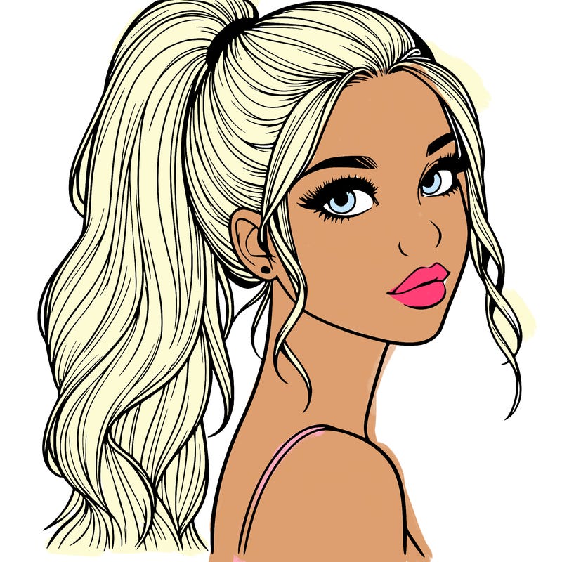 realistic pretty girl with high pony tail