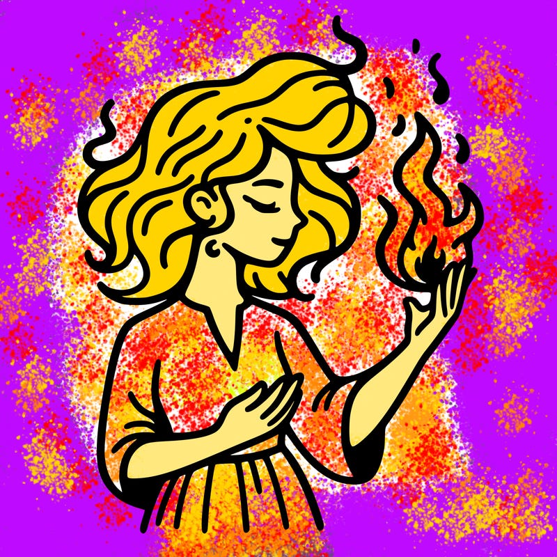 woman with fire