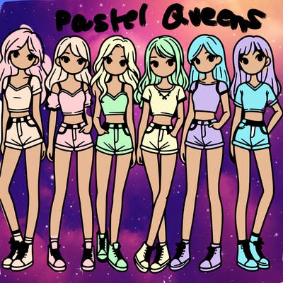 a group of girls wearing crop tops and shorts