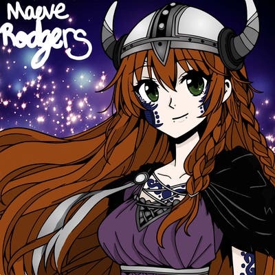 anime viking woman, beautiful, long hair