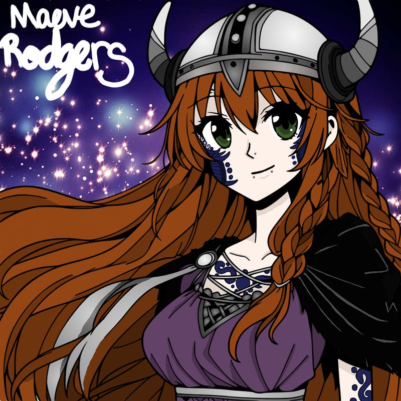 anime viking woman, beautiful, long hair