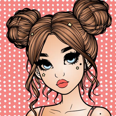 realistic girl with space buns