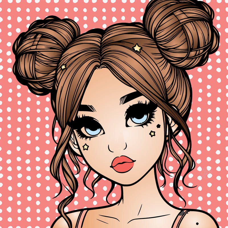 realistic girl with space buns
